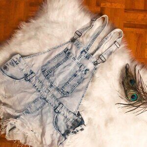 Light-wash Overall Shorts